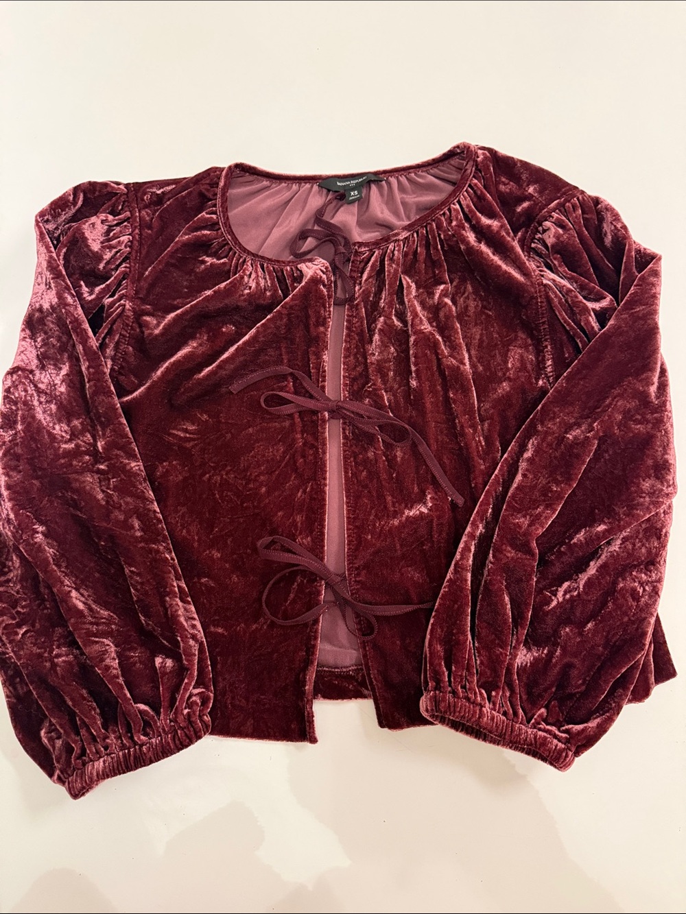 Banana Republic Wine Velvet Tie-Front Jacket